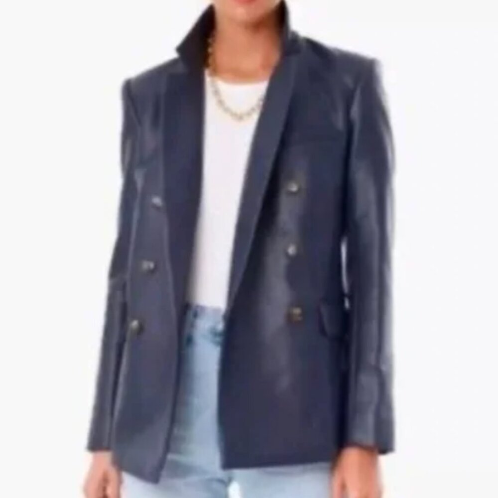 NWT Tuckernuck vegan leather James Blazer in Navy, Size XS